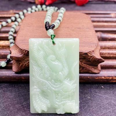 Halskette mit handgeschnitztem Drachenanhänger aus Glas im chinesischen Ethno-Stil, Amulett, Glücksschmuck für Frauen und Männer