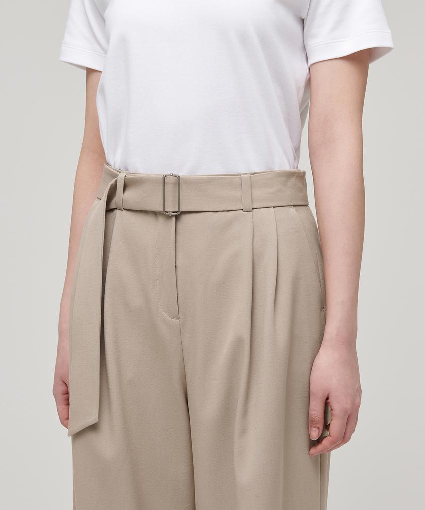 MUSINSA STANDARD WOMAN Women'S Real Wide Belted Slacks [Beige]