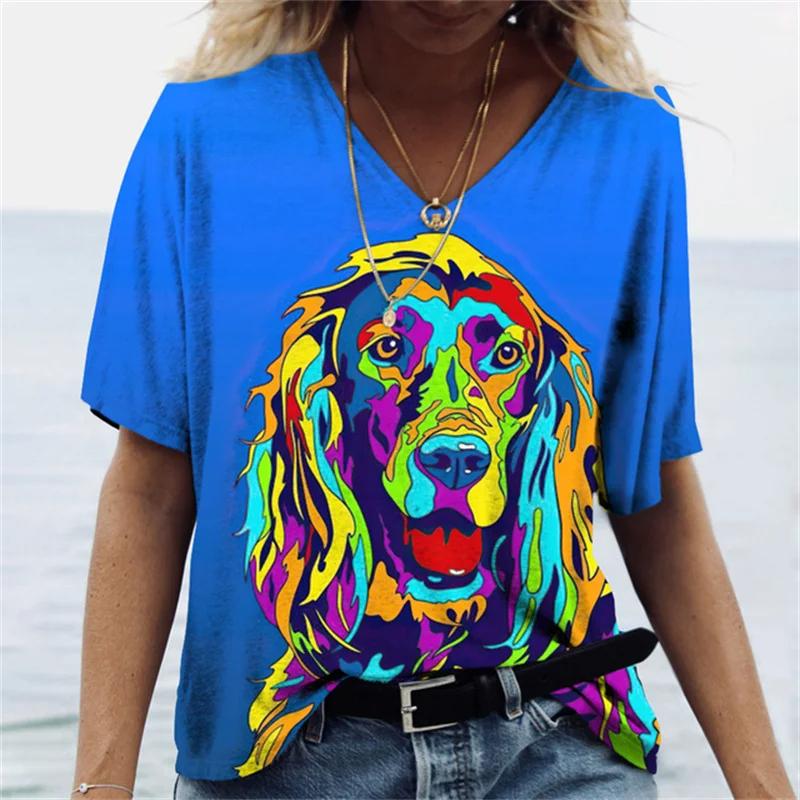 Summer Vintage V-neck Women's T-shirt Loose Jumper Skull 3D Printed Short-sleeved Shirt Harajuku Plus Size Women's T-shirt Top