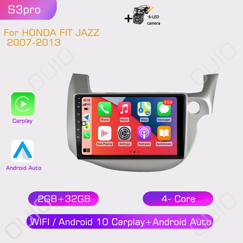 2din 8G+128G 10 inch HD IPS Car Radio Multimedia Player Carplay Auto GPS Navigation DSP BT NO DVD For HONDA FIT JAZZ 2007-2013
