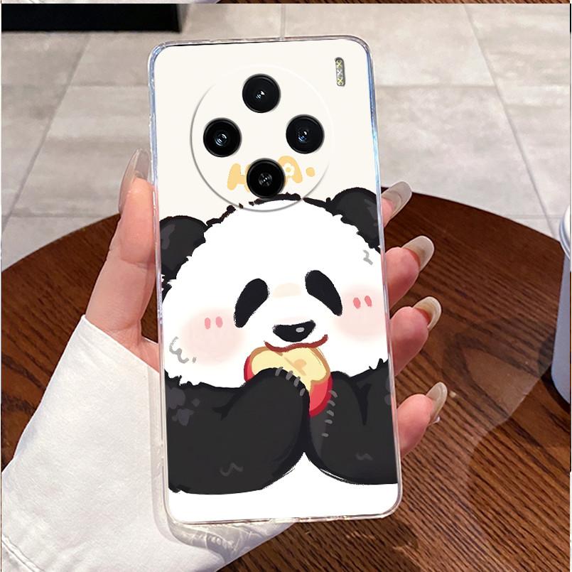 Case For Vivo X100 Transparent TPU Soft Cover For Vivo X100 Pro/X100s Pro Cute Little Panda Pattern Shockproof Couple Shell
