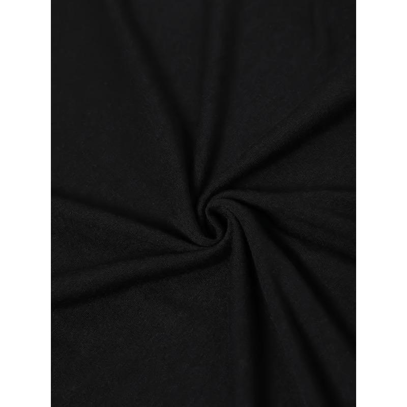 Mărime Europeană Mărime Mare Tricou Negru Casual pentru Femei | Design Inimă și Inimă Strălucitoare, Gât Rotund, Mânecă Scurtă, Potrivit pentru Primăvară/Vară, Stil Zilnic