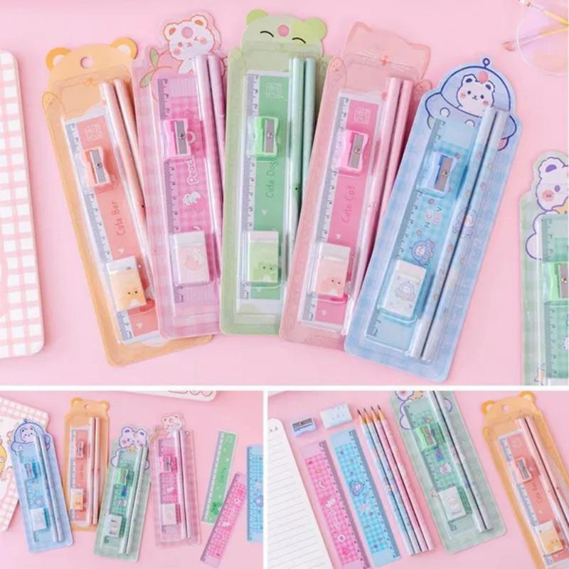 Schreibset Schüler Bleistift Radiergummi Bleistiftspitzer Lineal Schüler Schreibset