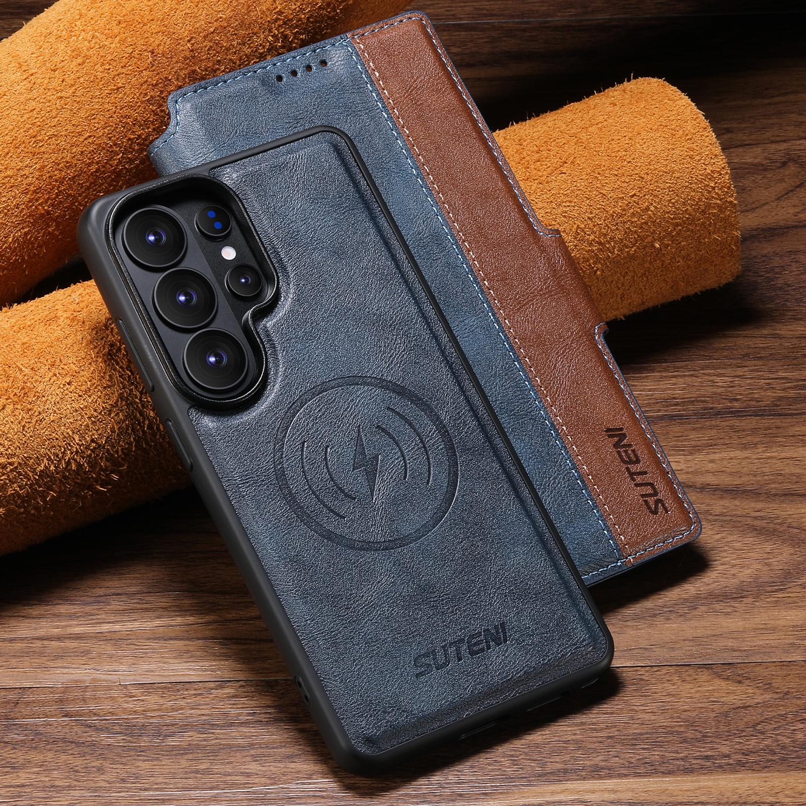 

Faux Leather Wireless Charging Card Holder Stand Wallet Magnetic Flip Cover Phone Case for Samsung Galaxy S26 Ultra S25 S24 S23 Galaxy S22 Ultra 5G синій