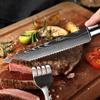 Western Steak Knife Damascus Pattern Stainless Steel Serrated Carving Knife Multi-functional Restaurant Tableware Chef's Knife