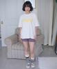 AMBLER Dot Patch Applique Embroidery Short Sleeve T-Shirt As1323 (Ivory)