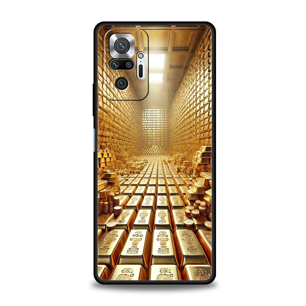 Gold Money Pattern Phone Case For Xiaomi Redmi Note 14 13 12 Pro Plus 5G 9S 9 10 11 4G 14C 13C 12C 10C 9C 9A Soft Cover