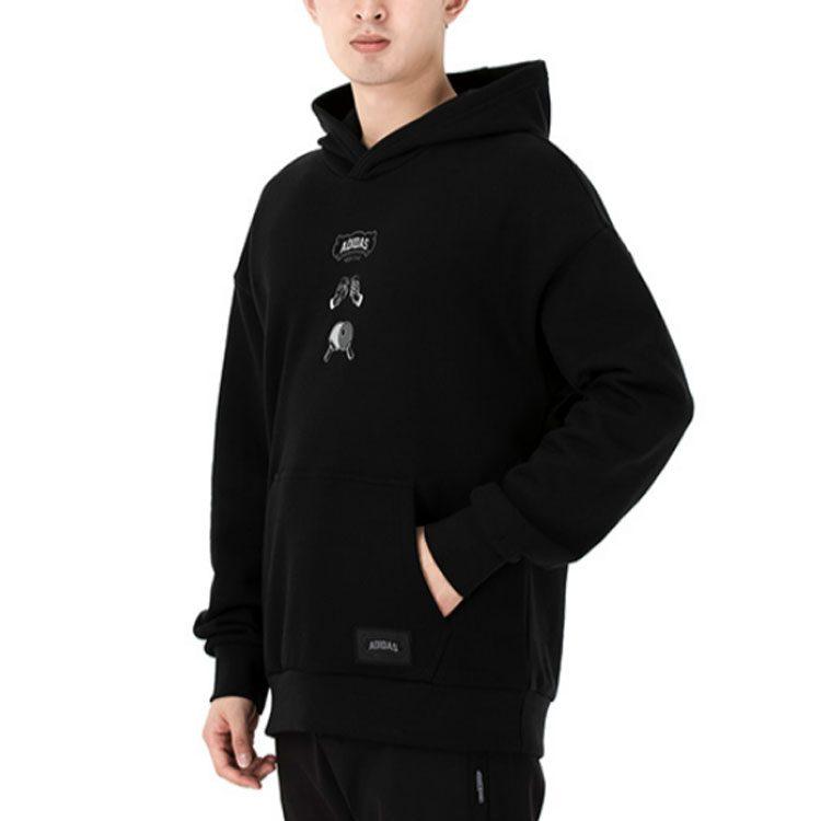 adidas Sweatshirts Men's Black Hooded Moderate Regular HE7466