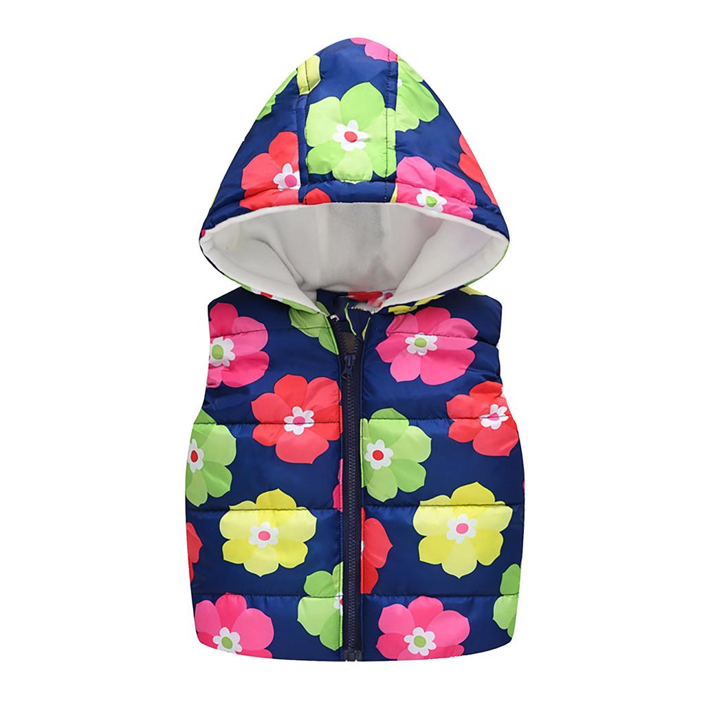Toddler Baby Girls Winter Cartoon Windproof Coat Hooded Warm Outwear Waistcoat