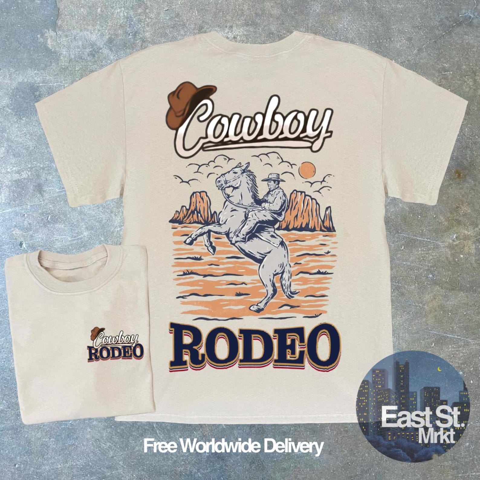 Vintage Rodeo Cowboy T-shirt: Western Graphic Tee S