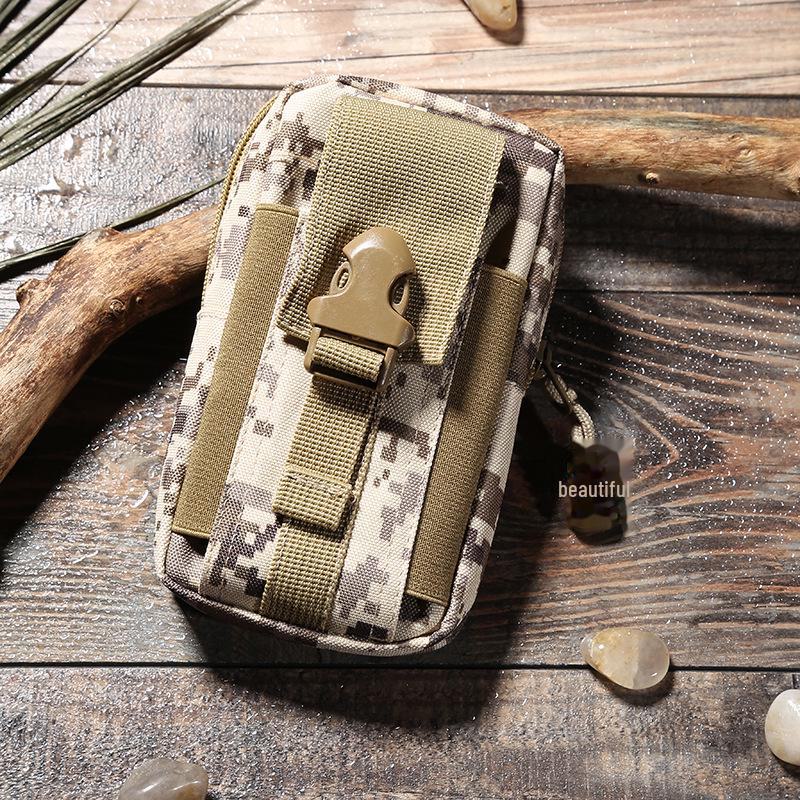 Camouflage Multifunctional Vertical Canvas Phone Waist Bag for Sports and Leisure