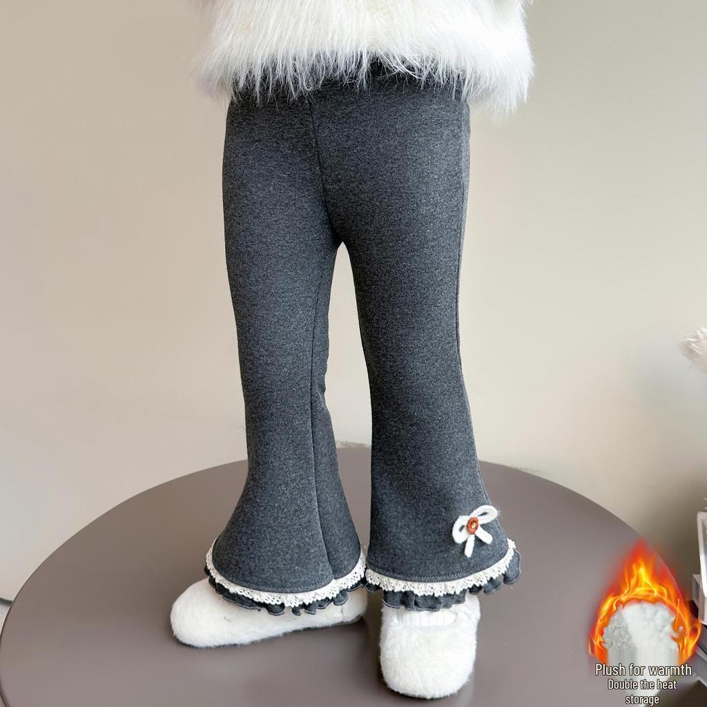2025 Girls' Fleece-Lined Flare Pants - Winter Fashion Leggings
