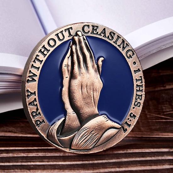 The Lord's Prayer Coin Christian Challenge Coin Pray Without Ceasing Bible Verse Token Inspirational Pocket Prayer Medallion Religious Gift for Men