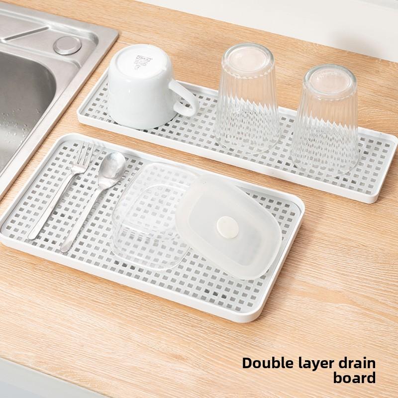 Bandeja de Drenagem de Camada Dupla, Suporte de Drenagem para Copos de Água e Louças, Bandeja de Drenagem, Copo de Água, Xícara de Chá, Bandeja para Mesa de Centro e Porta-Objetos