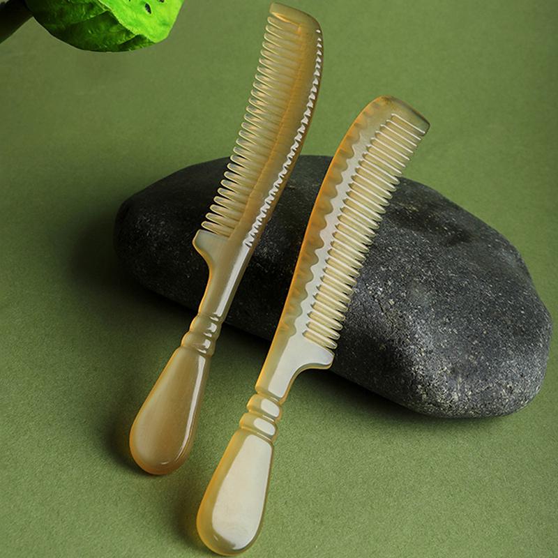 Natural Sheep Horn Comb Anti-Static Fine Tooth Hair Styling Detangling Comb With Handle For Men Women Head Scalp Health Care