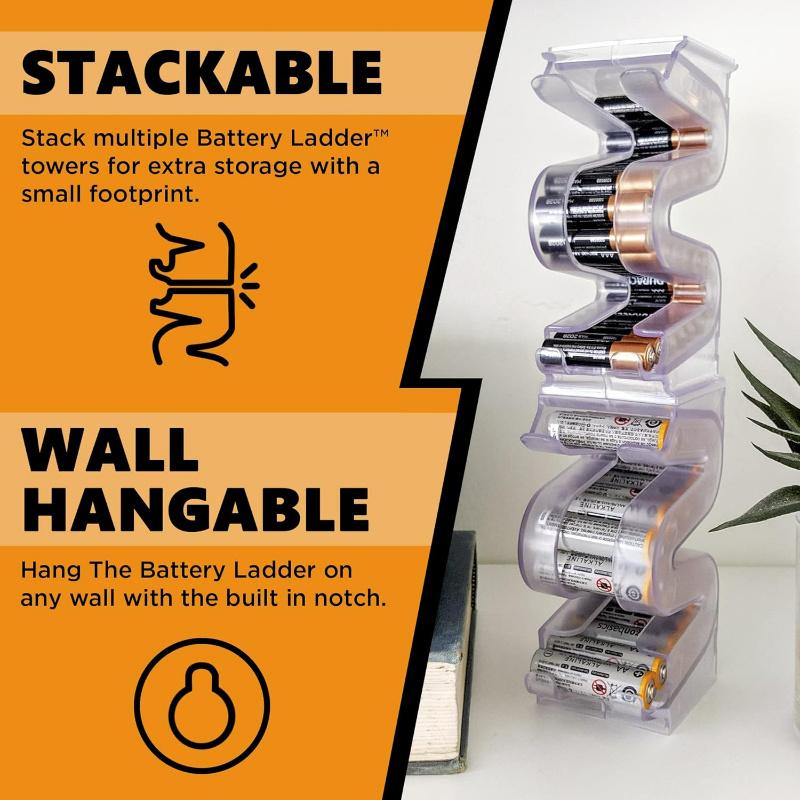 Transparenter Kunststoff Batterie-Organizer - Mehrfachfach Hängendes Aufbewahrungsregal für Batterien, Transparentes Design für einfache Sichtbarkeit, Batteriehalter