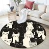 Black and White Cat Pattern Round rug,Carpet Rug for Living Room Bedroom Sofa Playroom Decor,Non-slip Floor Mat,Holiday Gifts and Birthday Gifts