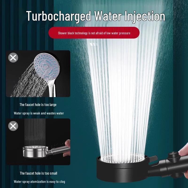 High-Pressure Shower Head with One-Button Water Stop & Filtration