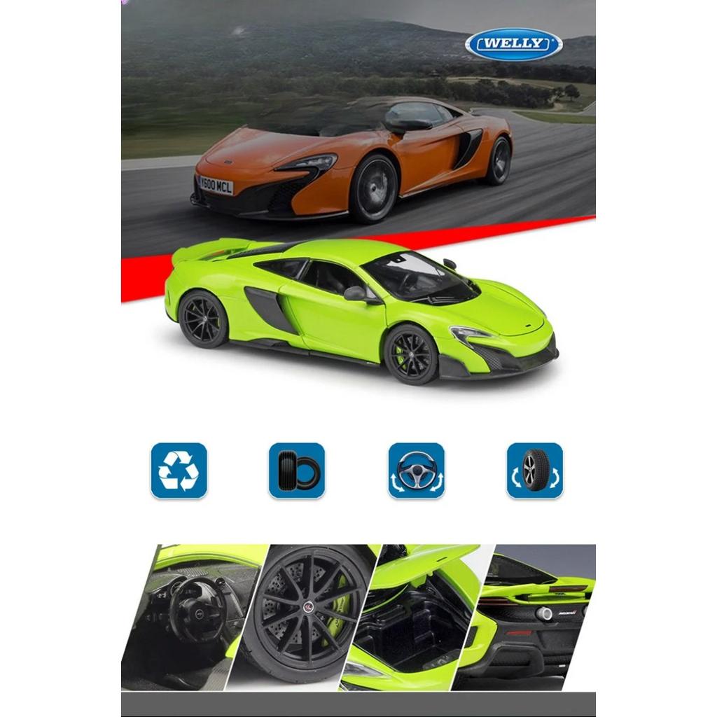 WELLY 1/24 McLaren 675LT Alloy Sports Car Model Diecast Metal Racing Super Car Vehicle Model Simulation Collection Kids Toy Gift