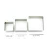 3-Piece Thickened Stainless Steel Square Mousse Cake Ring Set for DIY Baking