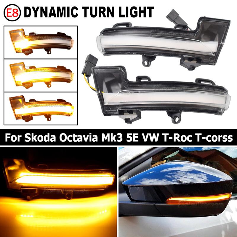 For Skoda Octavia Mk3 A7 5E Dynamic LED Turn Signal Blinker Mirror flasher Light 2014 2015 2016 2017 2018 2019