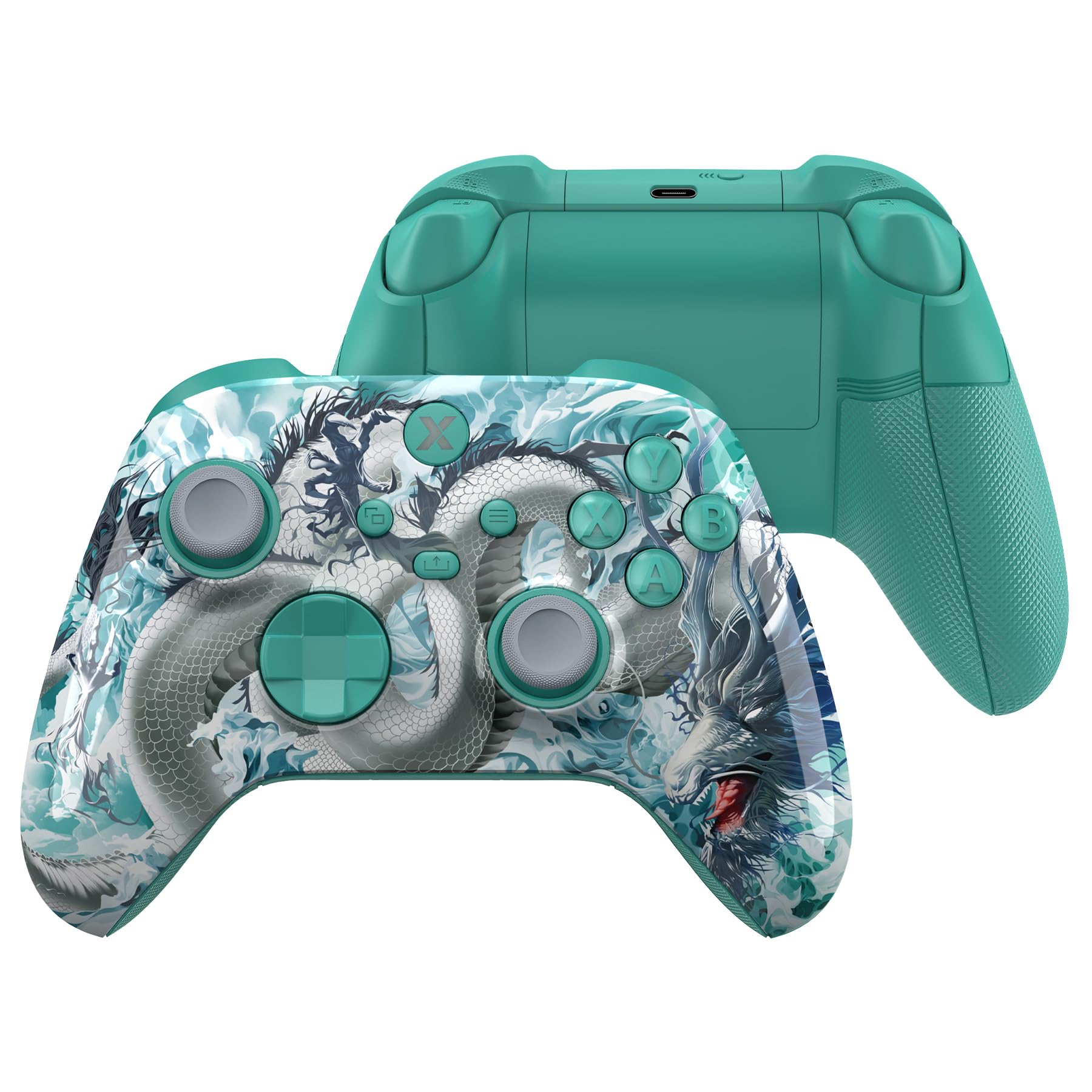 

The eXtremeRate ASR Circle Ring Full Shell Button Kit is compatible with Xbox Core features a 3D diamond pattern soft rubber grip and bottom and is