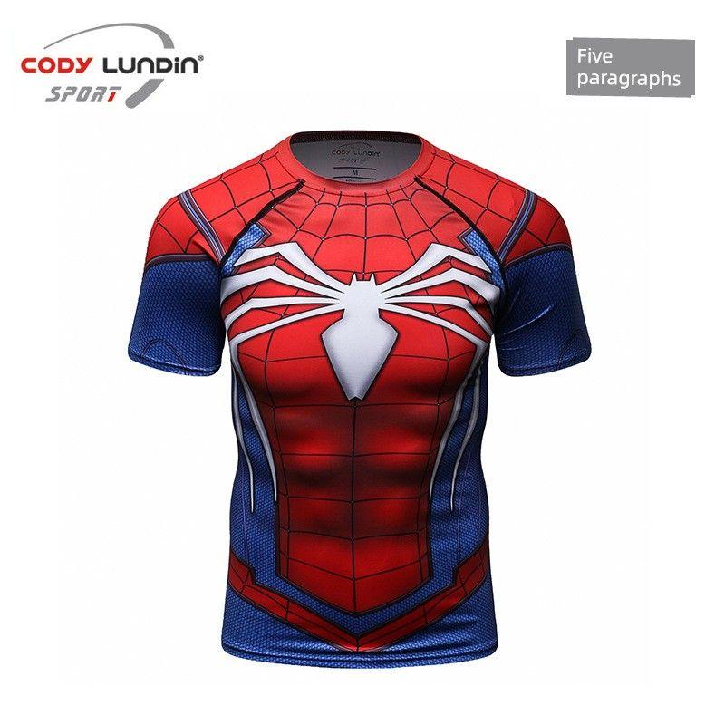 Cross-Border New Arrival Workout Clothes Men's Quick-Drying Sweatshirt Short-Sleeved Running Training Stretch Silm Sports Bodysuit Fashion