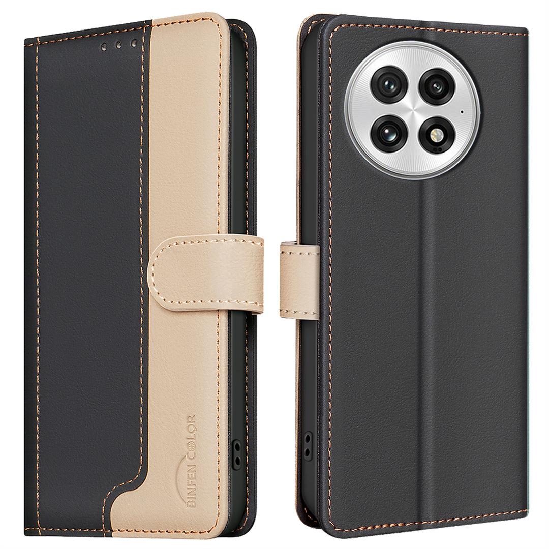 BINFEN COLOR BF33 for OnePlus 13 Leather Case Splicing Color RFID Blocking A