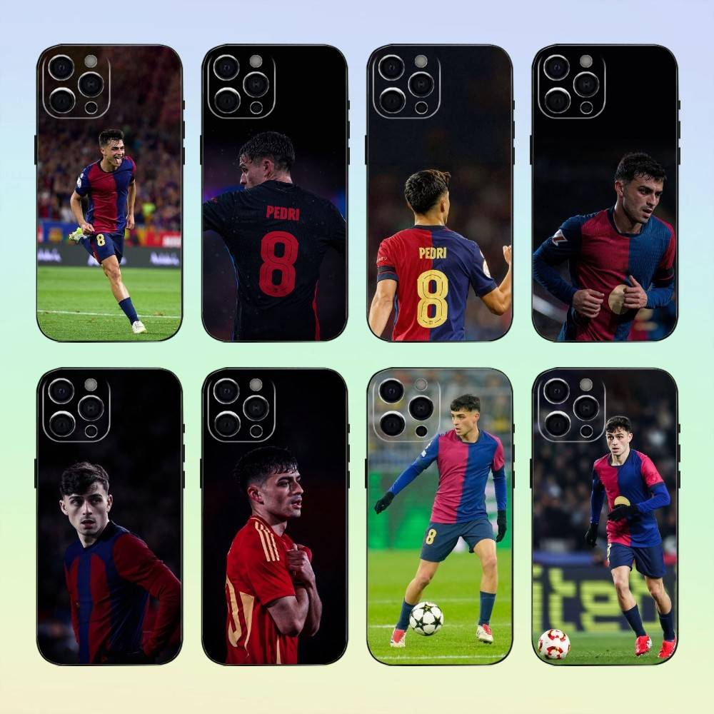 Football Barcelona P-Pedri 8 Phone Case For iPhone 17,16,15,14,13,12,11 ,Soft Silicone Black Cover
