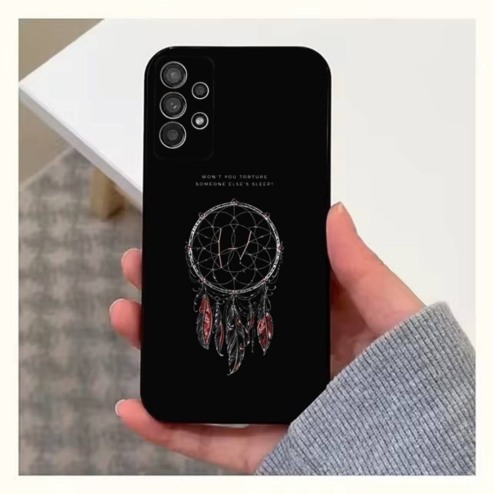 Feather Art Dreamcatcher Phone Case For Samsung S25,S24,S23,S22,S20,S21,S10,Ultra,Plus,Lite,FE,Soft Silicone Black Cover