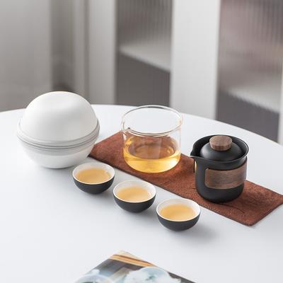 Light Luxury Travel Tea Set Portable Set Creative Anti-scalding One Pot Three Cups Outdoor Tea Business Gift