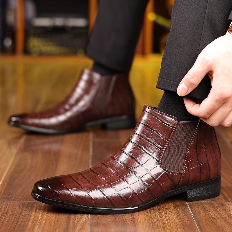 Mens Chelsea Boots Classic Business Dress Booties Fashion Casual Ankle Boots for Men High Quality Leather Boots Big Size48 Botas