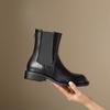 Krazing Pot Microfiber Autumn Winter Shoes Low Heels Size 43 Chelsea Boots Back Solid Color Preppy Style Ankle Boots