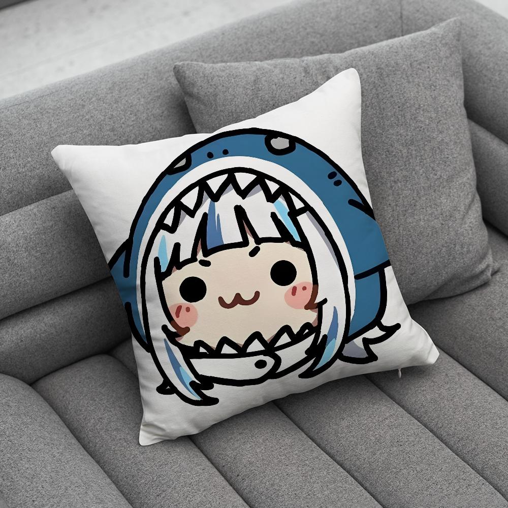 

Cute Gawr Gura Pillow Case Soft Cushion Cases for Farmhouse Sofa Decor Home Decorations and Protector 40cmx40cm