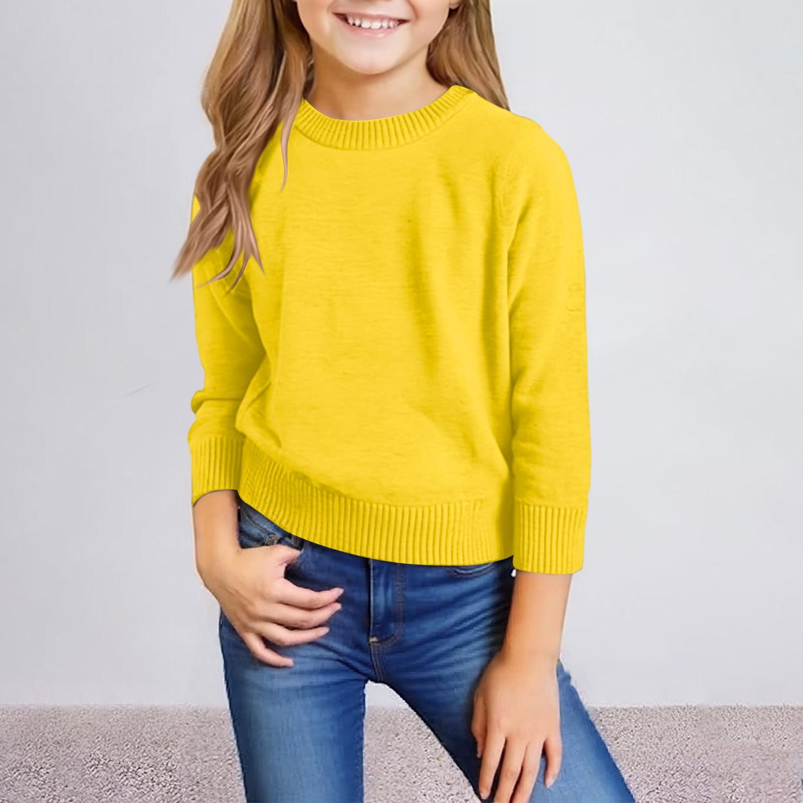 

Children s Fashion Casual Round Neck Sweater Knitted Bottoming Top 90 жовтий
