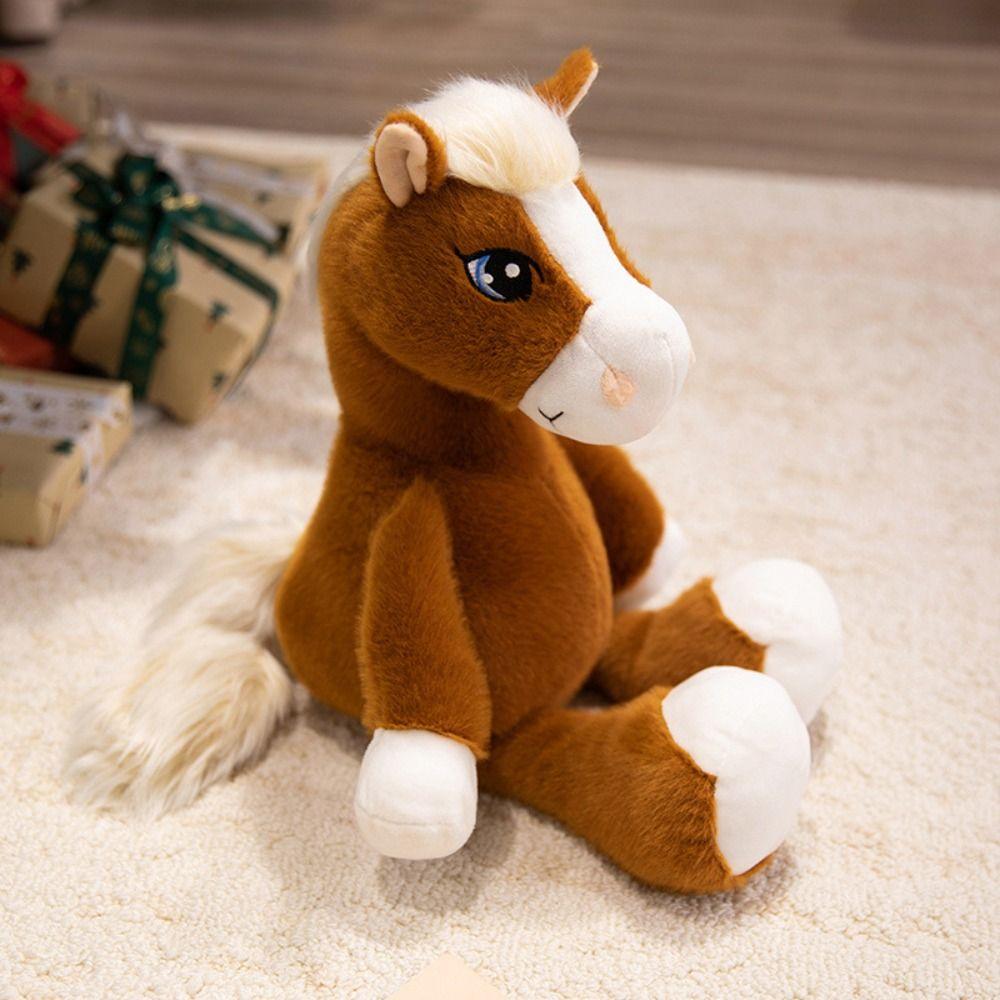 Long Tail Horse Plush Toys with Mane Cartoon Horse Stuffed Toy  Easter Gifts