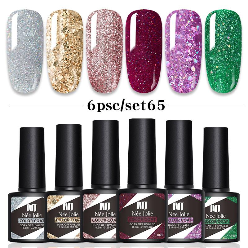 6-Color Nail Polish Glue Set, Popular Color Nail Glue, Phototherapy Nail Polish Glue Can Be Matched Arbitrarily.