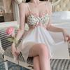 Silk Satin Lingerie Set With Embroidered Deep V Neck For Lounge And Sleep