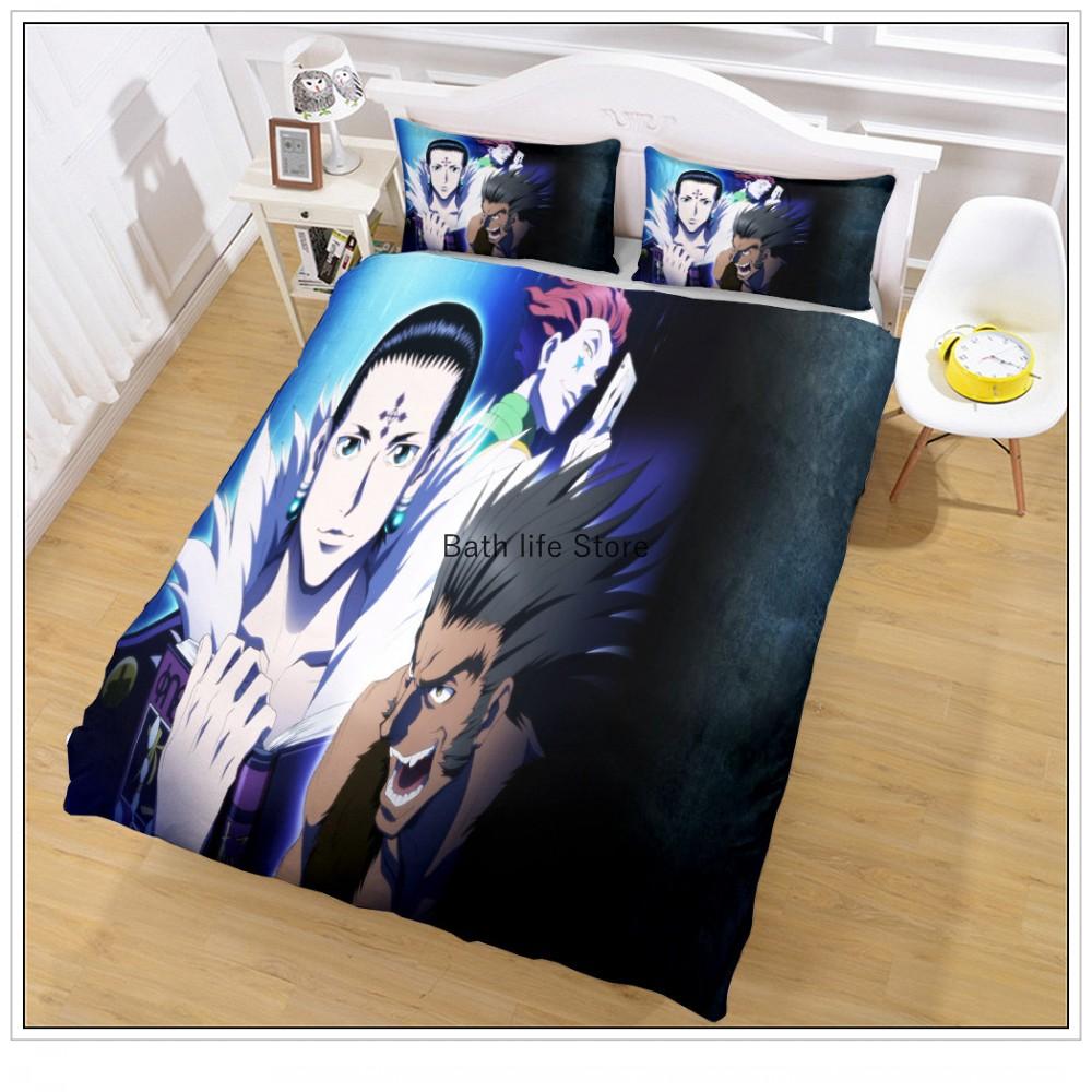 3D-Druck Anime Hunter X Hunter Bettwäsche-Set Hisoka Killua Zoldyck Charakter Cartoon Bettbezug-Set 2/3 Teile Geschenk für Kinder Jungen