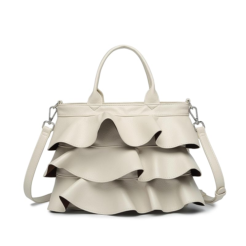 

[Guscio Italy] frills 2WAY tote bag stylish outfit adult cute [Featured in fashion magazine Beautiful Hundred Flowers] lightweight PU leather
