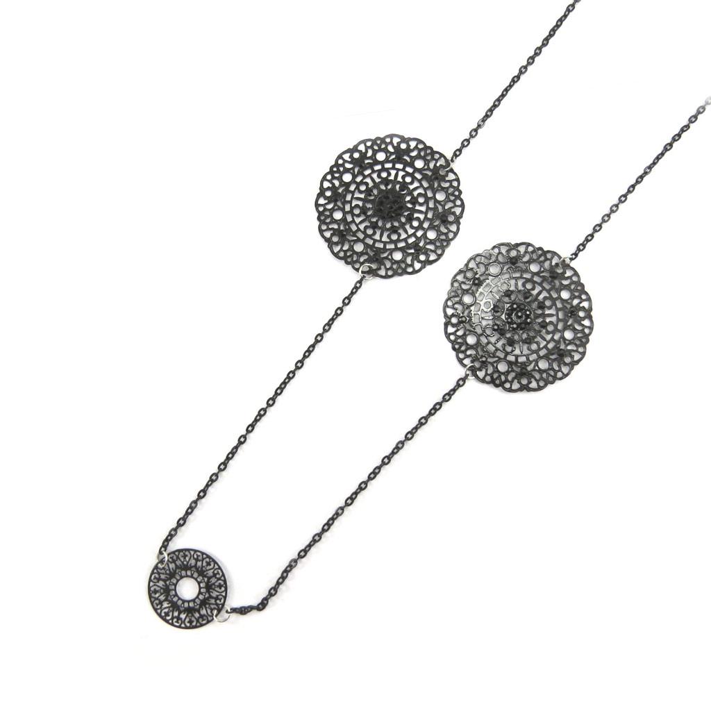Les Trésors De Lily [L5801] - Black 'Carmen' Designer Necklace