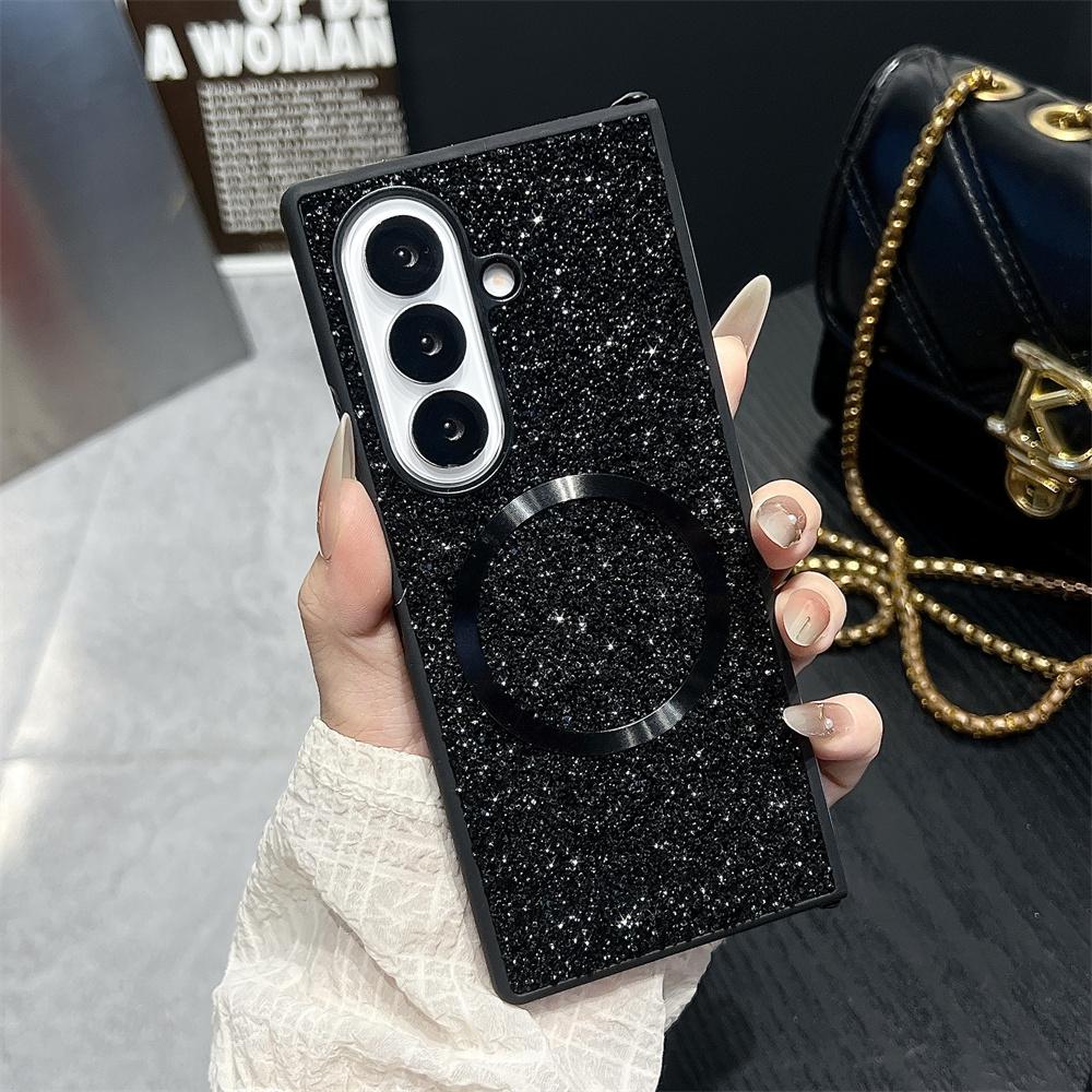 Luxury Bling Glitter Magnetic Phone Case For Samsung Z Fold 7 6 5 4 3 5G For Magsafe Wireless Charging Protective Back Cover