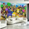 Cartoon The Simpsons Wall Tapestry Aesthetic Wall Hanging Printed Fabric Blanket Decorative Tapestries for Bedroom Living Room Home Decor