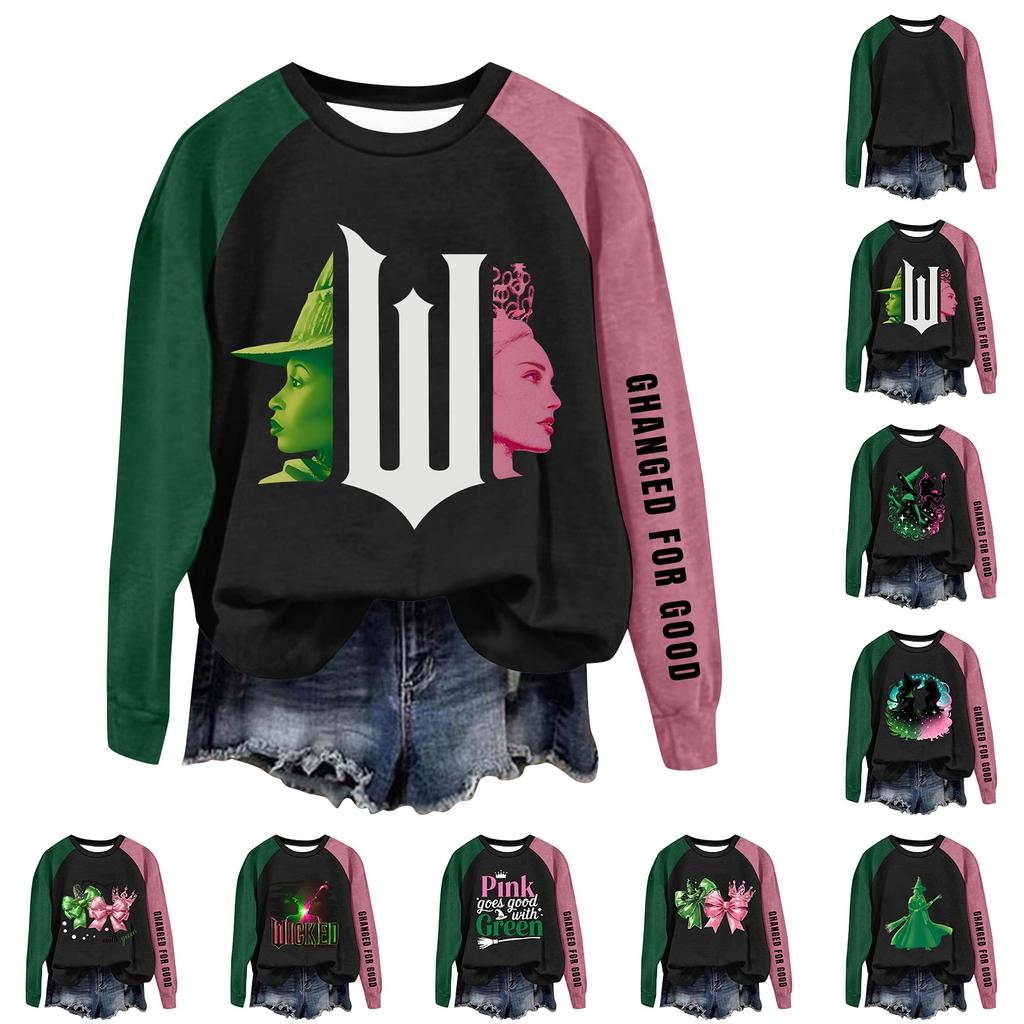 Round Neck Long Sleeve Sweatshirts For Women Print Graphic Top Casual Basic Tops Pullover