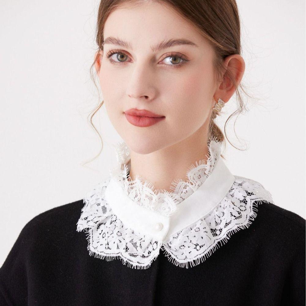 

Elegant Fake Lace Collar Sweet Lace Neckline Simple Detachable Lapel Collar Gift