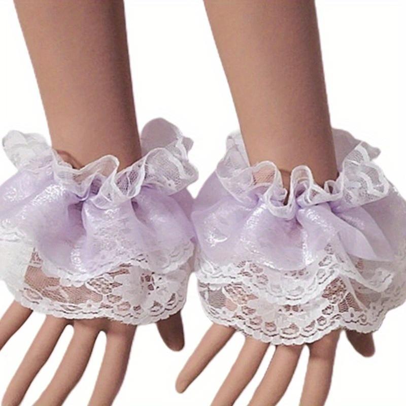 Short Lace Sleeves Gloves Three Layer Lace Maid Cosplay Accessories Soft Wrist Decorations For Wedding Party