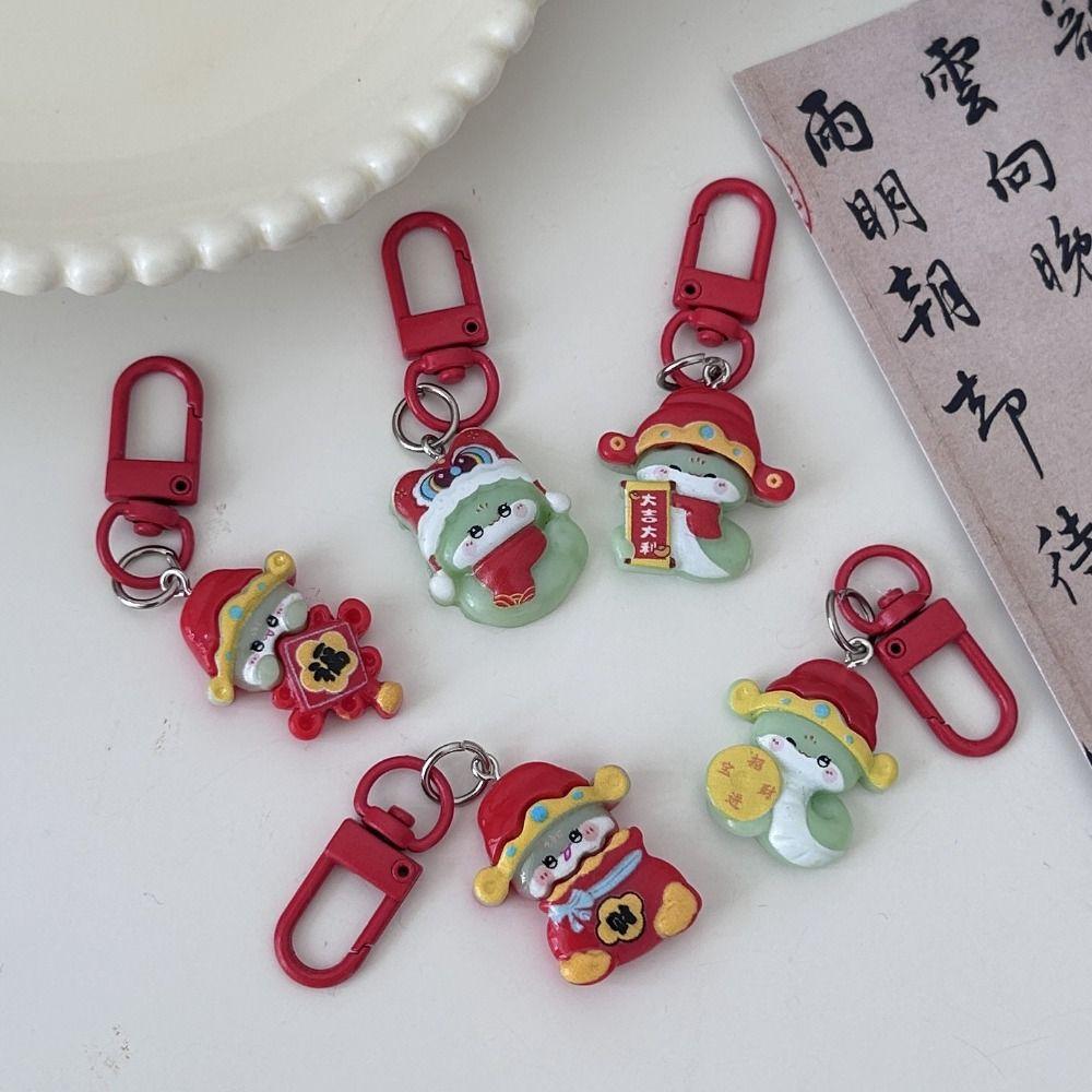 God of Wealth Snake Keychain Lucky Snake Key Ring Creative 2025 New Year Pendant  Ornament