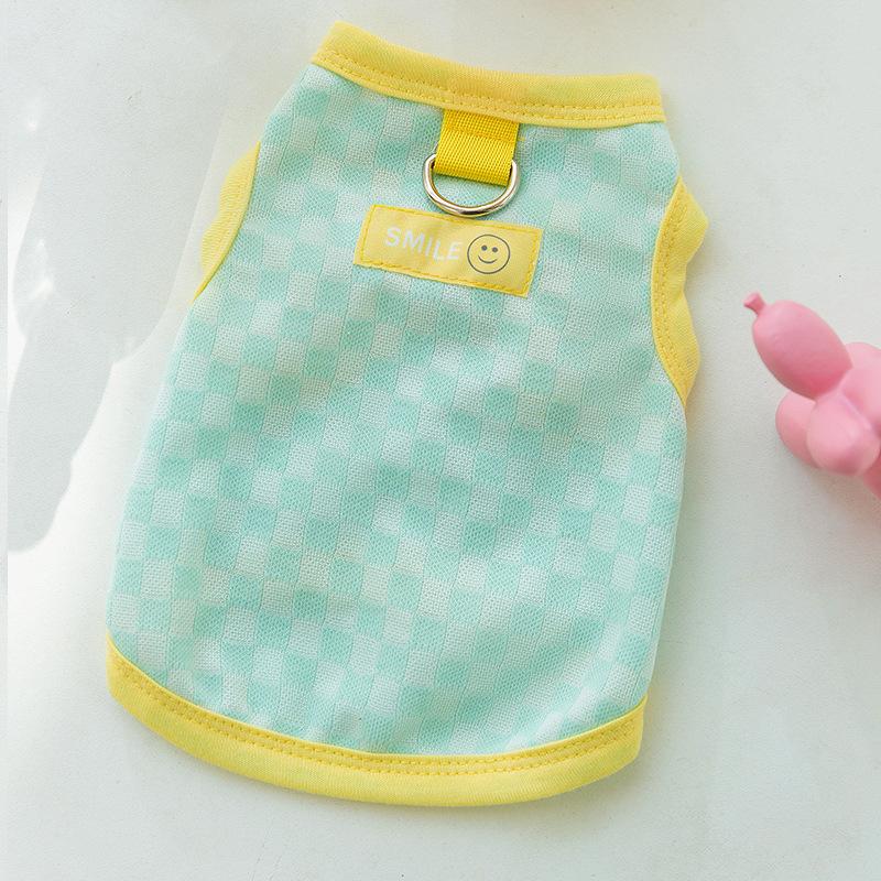 Spring and Summer Contrasting Color Checkerboard Cat Vest Into Cat Kitten Spring Two Feet Leash Pet Cat Clothes