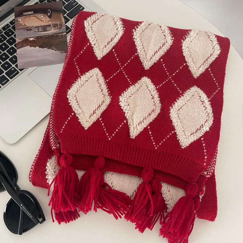 Christmas Series New Red Atmosphere Scarf Collection Women's Winter Wind Advanced Autumn and Winter Warm Scarf