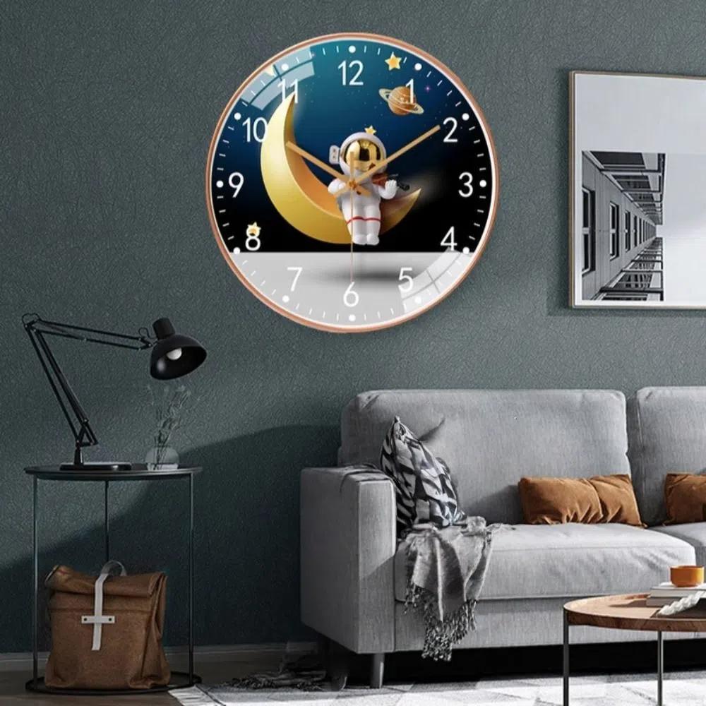 Geräuschloses Uhrwerk Kinder Wanduhr Nicht tickend Schlafzimmeruhr Kreativität Runde Uhr Zuhause